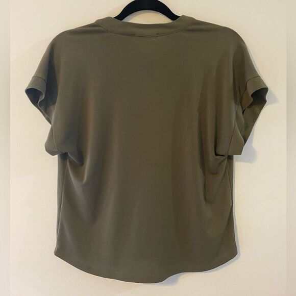 Olive Green, Short Sleeve Blouse w/ Décorative Edging, Size M. - Picture 2 of 2